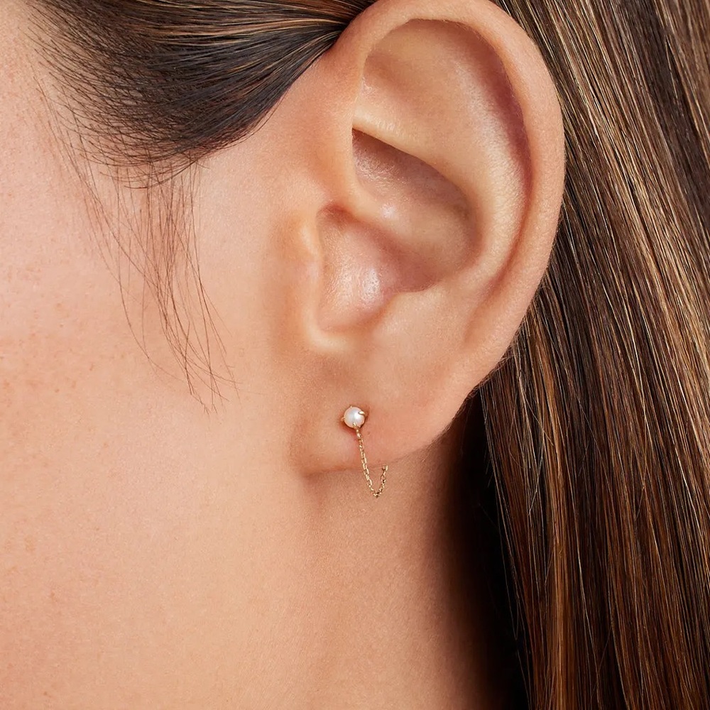 Gorjana - Pearl Newport Chain Huggies - Solid 14k gold